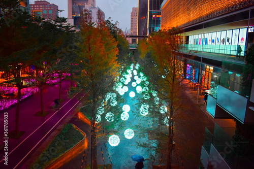 Christmas Tree in the City Street of Taiwan