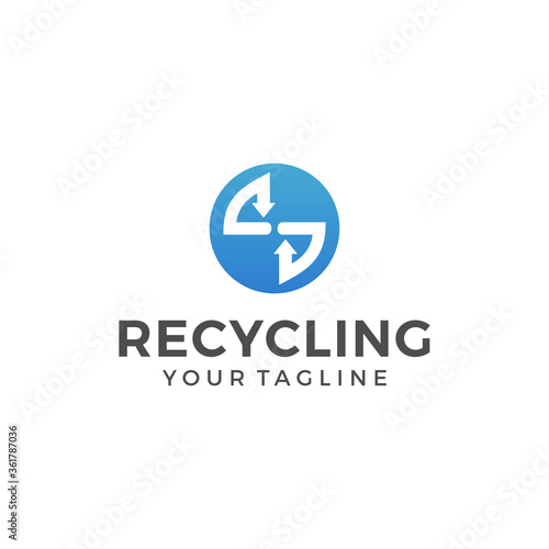 Recycle logo or icon template vector design illustration 