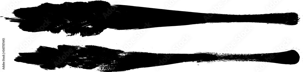 Fototapeta premium Grunge Paint Roller . Vector brush Stroke . Distressed banner . Black stripes isolated. paintbrush collection . Modern Textured shape . Dry border in Black . Bulge lines