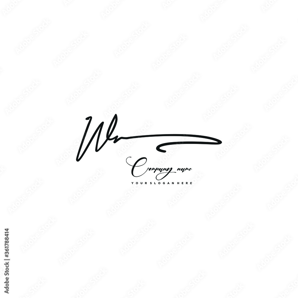 WR initials signature logo. Handwriting logo vector templates. Hand drawn Calligraphy lettering Vector illustration.

