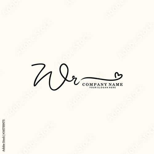 WR initials signature logo. Handwriting logo vector templates. Hand drawn Calligraphy lettering Vector illustration.
