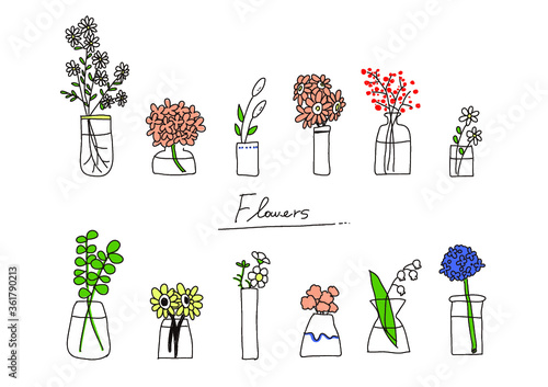 花瓶とお花たち（カラー）