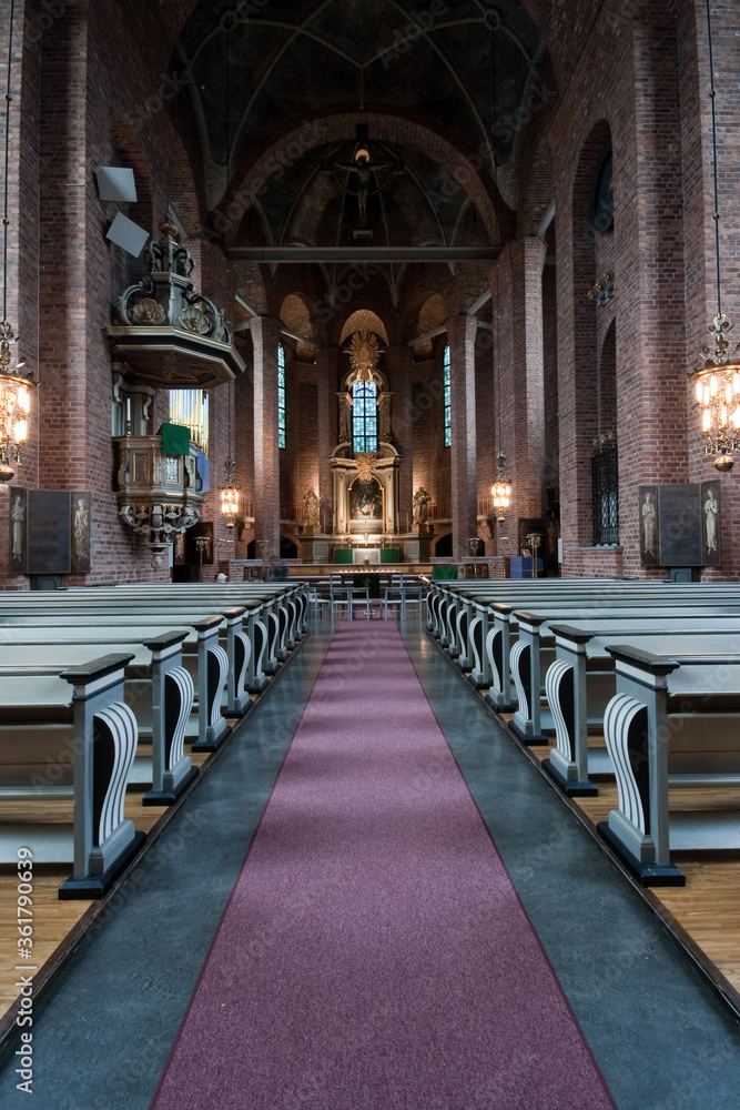 The interior of Swedish church in Eskilstuna.