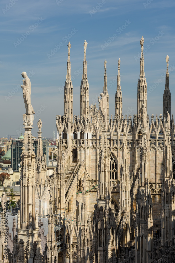 View from top of Duomo di milano in Milan, italy