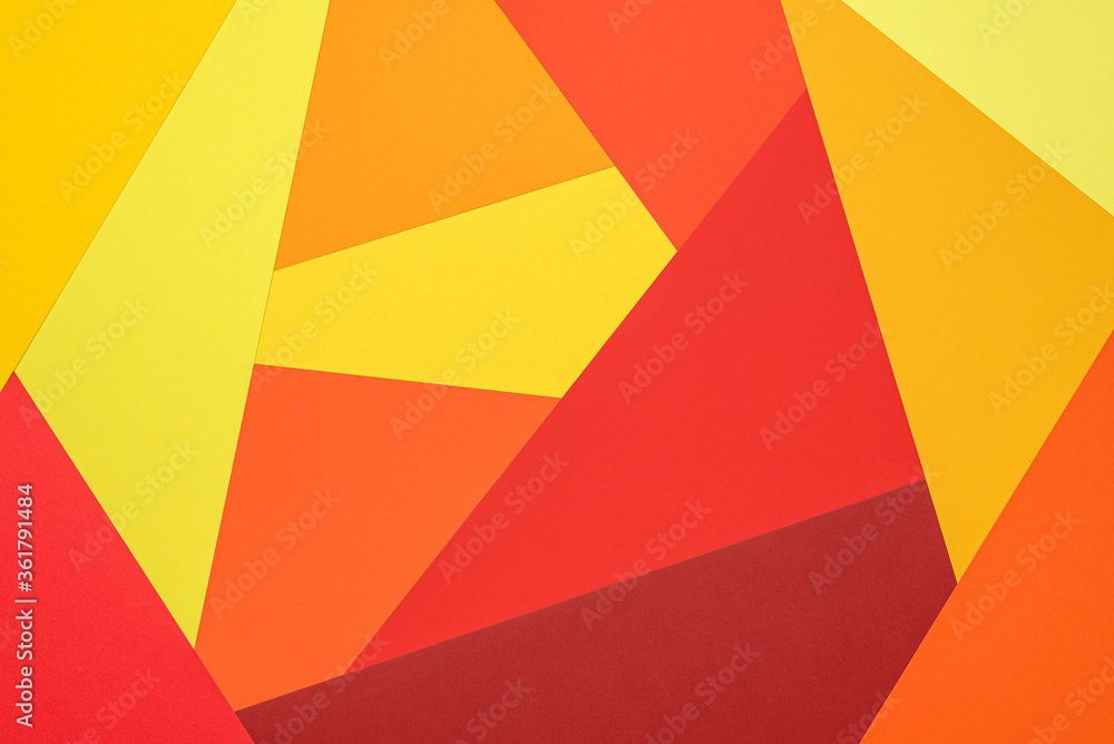 Abstract background with geometric shapes. Paper background in red and ...