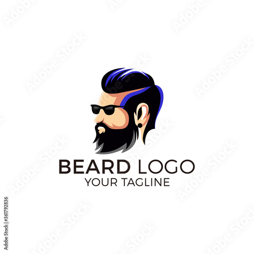 Beard man logo vector illustration