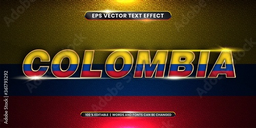 Editable text effect - Colombia with its national country flag for 