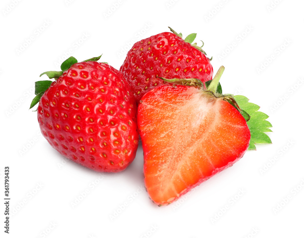 Fresh ripe red strawberries isolated on white Fresh ripe red strawberries isolated on white