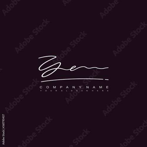 YE initials signature logo. Handwriting logo vector templates. Hand drawn Calligraphy lettering Vector illustration.
 photo