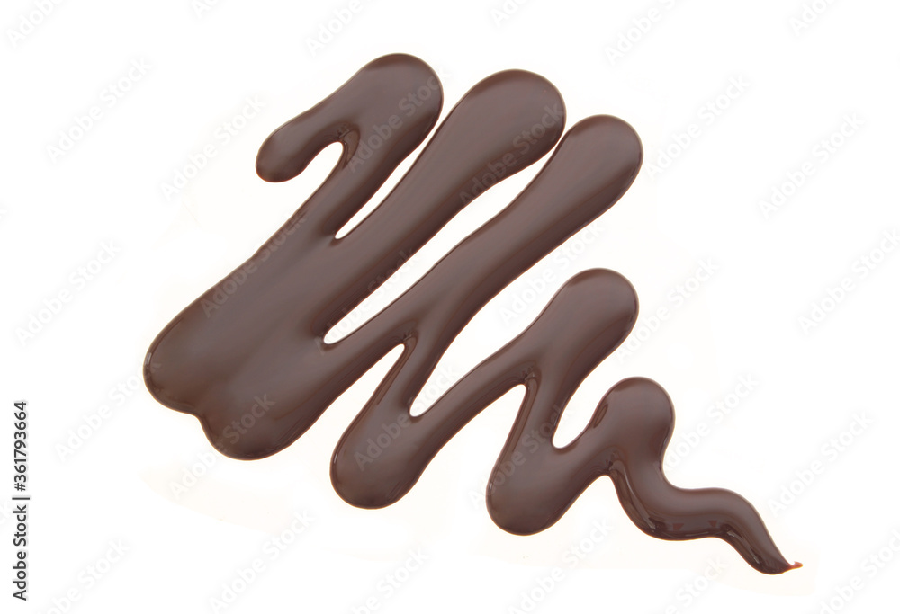 Obraz premium Liquid chocolate isolated. Sweet chocolate sauce on white background