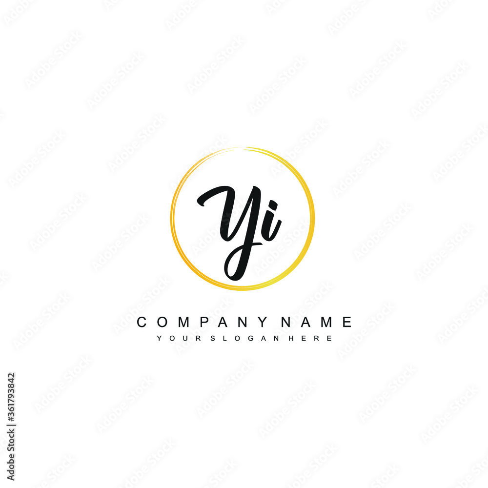 YI initials signature logo. Handwriting logo vector templates. Hand drawn Calligraphy lettering Vector illustration.
