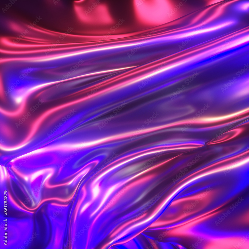 Iridescent glass material 3d render. Liquid colors background. Stock ...