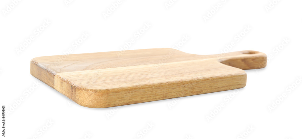 Modern wooden board isolated on white. Cooking utensil