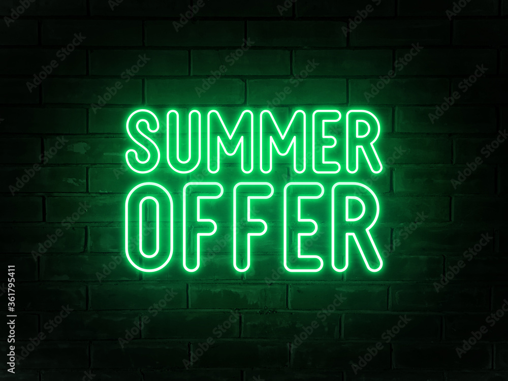 Summer offer - neon text Summer offer - neon text