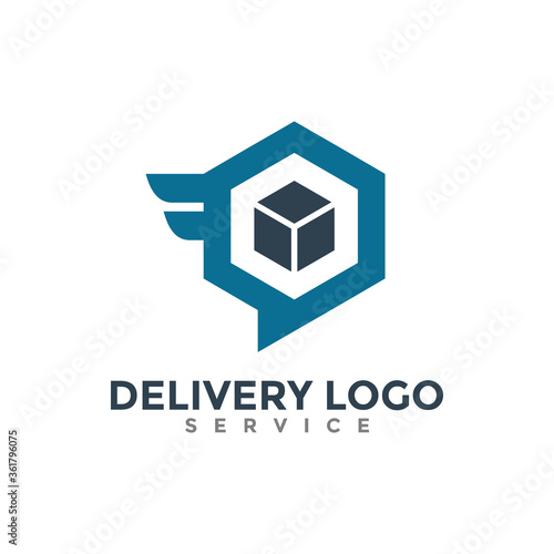 Fast Delivery Services Logo Design Template. Delivery talks forum logo. Vector illustration