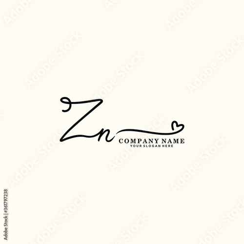 ZN initials signature logo. Handwriting logo vector templates. Hand drawn Calligraphy lettering Vector illustration.
