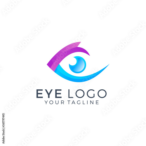 Eye Logo design vector template. Colorful media icon. Vision Logotype concept idea.