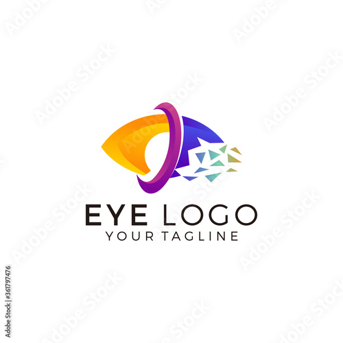 Eye Logo design vector template. Colorful media icon. Vision Logotype concept idea.