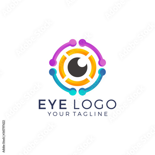 Eye Logo design vector template. Colorful media icon. Vision Logotype concept idea.