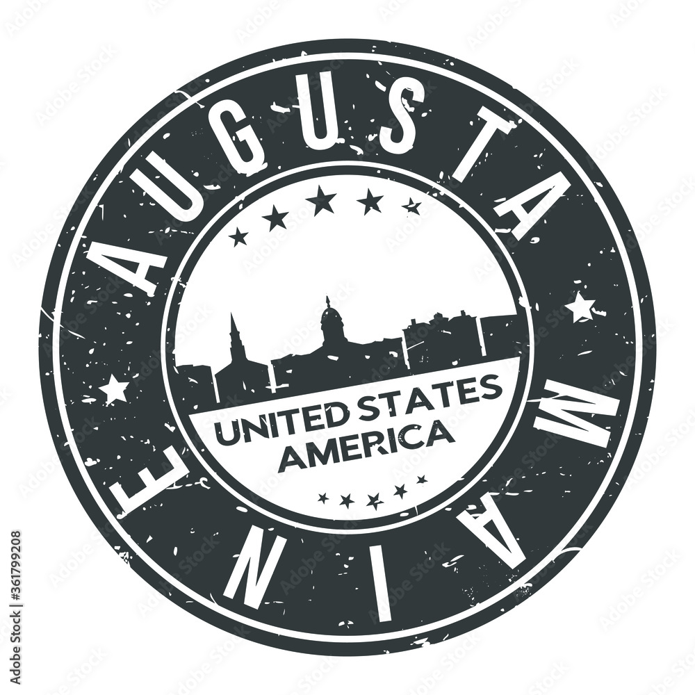 Augusta Maine USA Stamp Logo Icon Symbol Design Skyline City. Augusta Maine USA Stamp Logo Icon Symbol Design Skyline City.