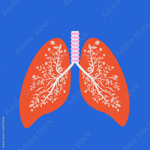 Pulmonology concept. Lungs healthcare persons. Internal organ inspection check for illness, disease or problems. Flat vector illustration