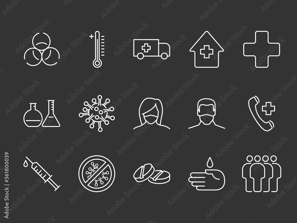 Vector coronavirus icons set Vector coronavirus icons set