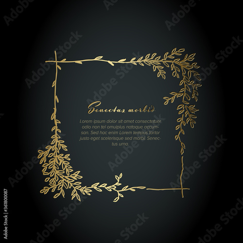 Minimalist golden square floral flyer photo