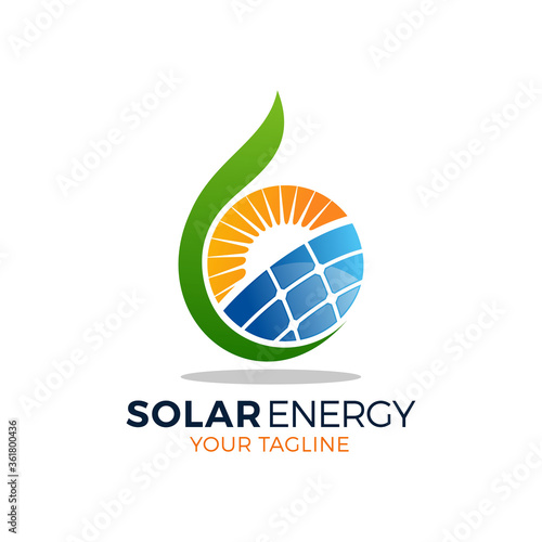 Solar panel energy electric electricity logo design vector template
