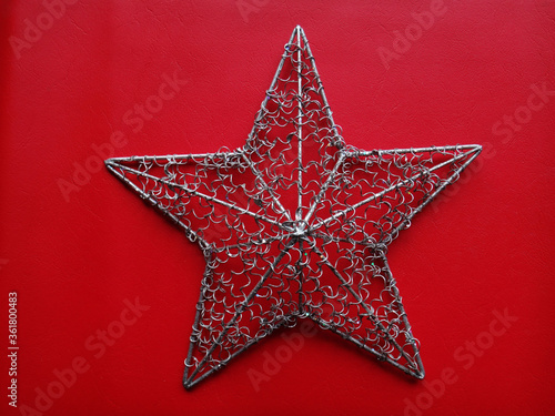 red background with decorative star
