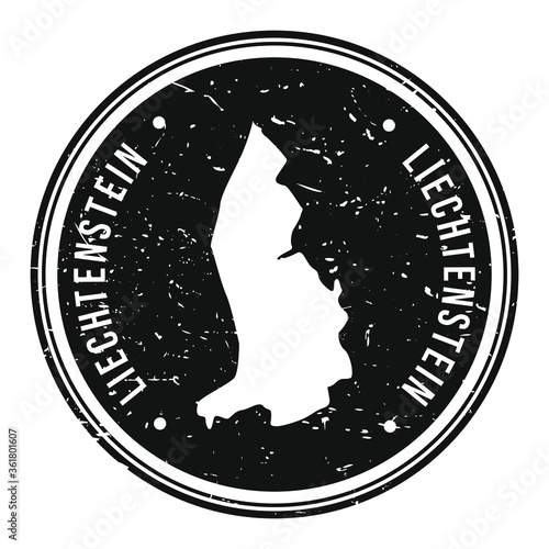 Liechtenstein Map Symbol. Round Design Stamp. Travel and Business Vector.
