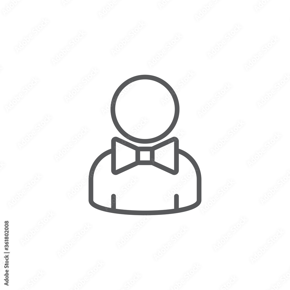 Restaurant waiter avatar vector icon isolated on white background