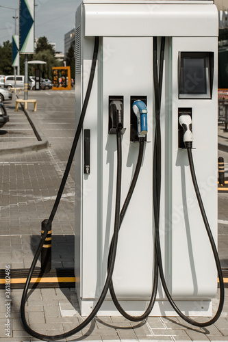  charging station on a parking for electric cars