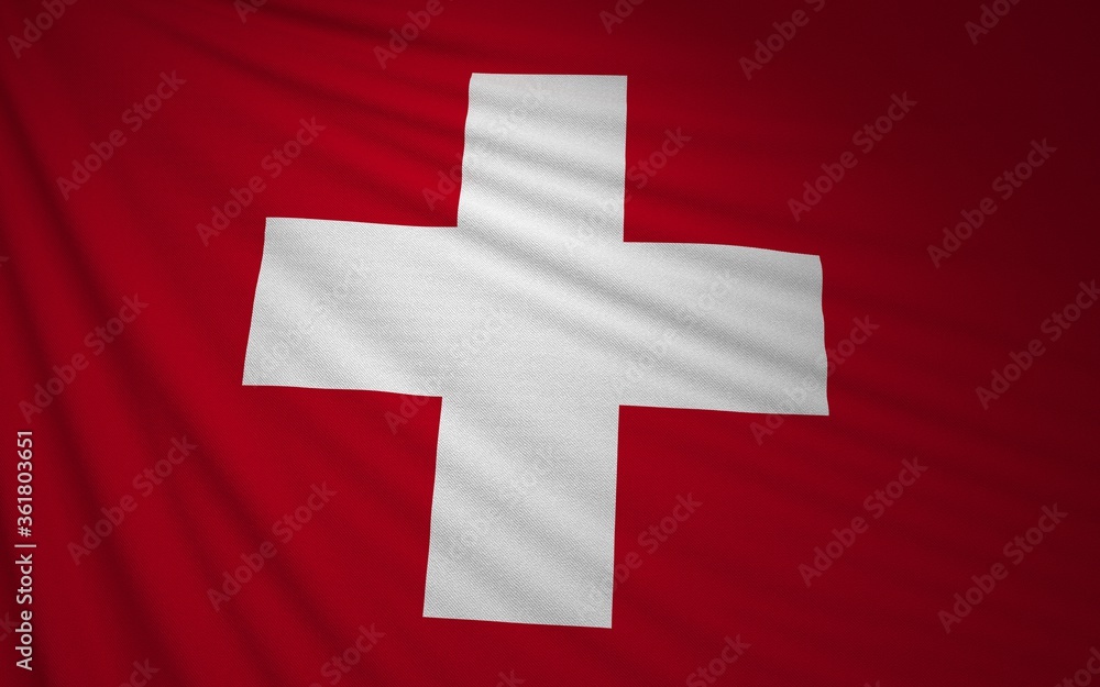 Wavy Switzerland Flag, Country Flag, 3D Rendering