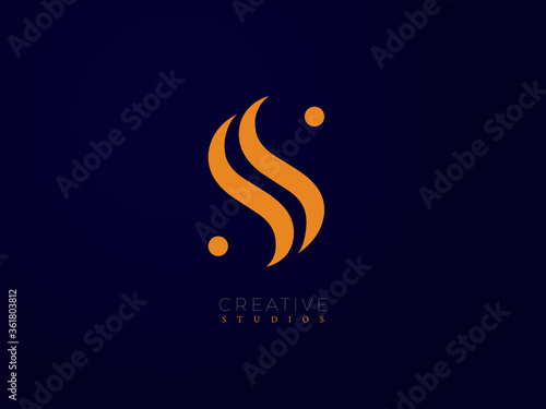 SS Vector logo design with elegant golden color for E-commerce, IT, Company, Super Market, Products, Education, Food, Agency, Creative, Medical, Hotel, Entertainment, Media, Music, Social Media Etc.