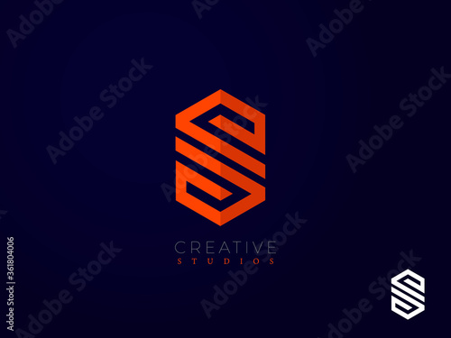 S or SS Vector logo design with elegant Shield design and Brick color for E-commerce, IT, Company, Super Market, Products, Education, Food, Agency, Creative, Medical, Hotel, Entertainment, Security.