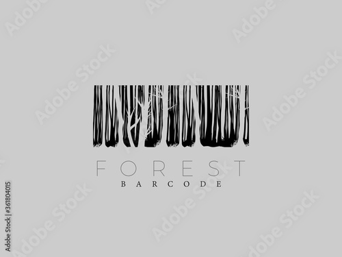 Forest Bar code Logo Vector Illustration with jungle and Tree's for E-commerce, Shop, Super Market, Products