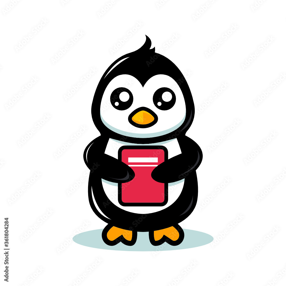 Cute penguin mascot school theme