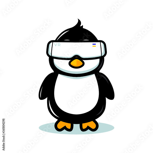 Cute penguin mascot modern technology theme © Guavanaboy