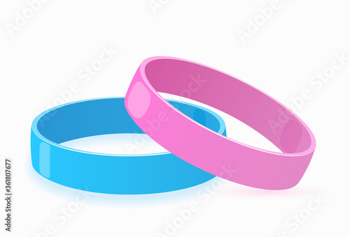 Color glossy silicone wristband. Realistic vector illustration