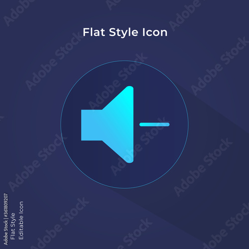  Flat Style Mute Volume Control Icon