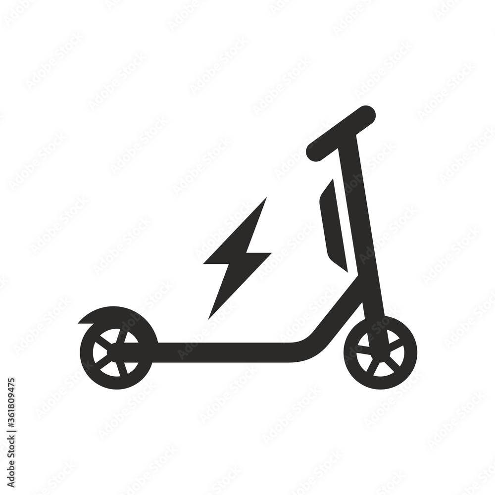 Electric scooter icon. E-scooter. Kick scooter. Vector icon isolated on white background. Electric scooter icon. E-scooter. Kick scooter. Vector icon isolated on white background.