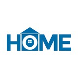 home logo with letter o in negative space