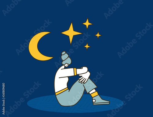 Mental disorder. Vector person with bad mood.
