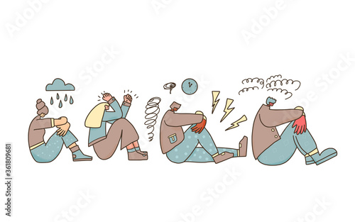 Mental disorder. Vector hand drawn color person.