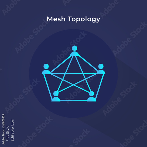 Smooth Style Flat Design Mesh Topology Network Icon