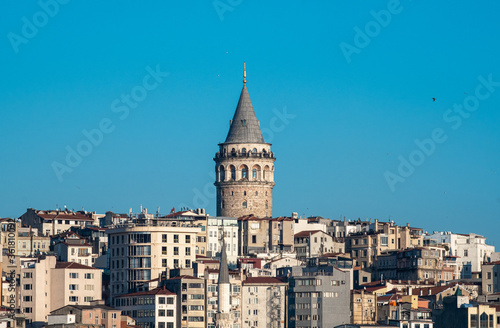 View of the city and Galata tower from the sea