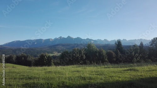 Mountain landscape with clear blue sky