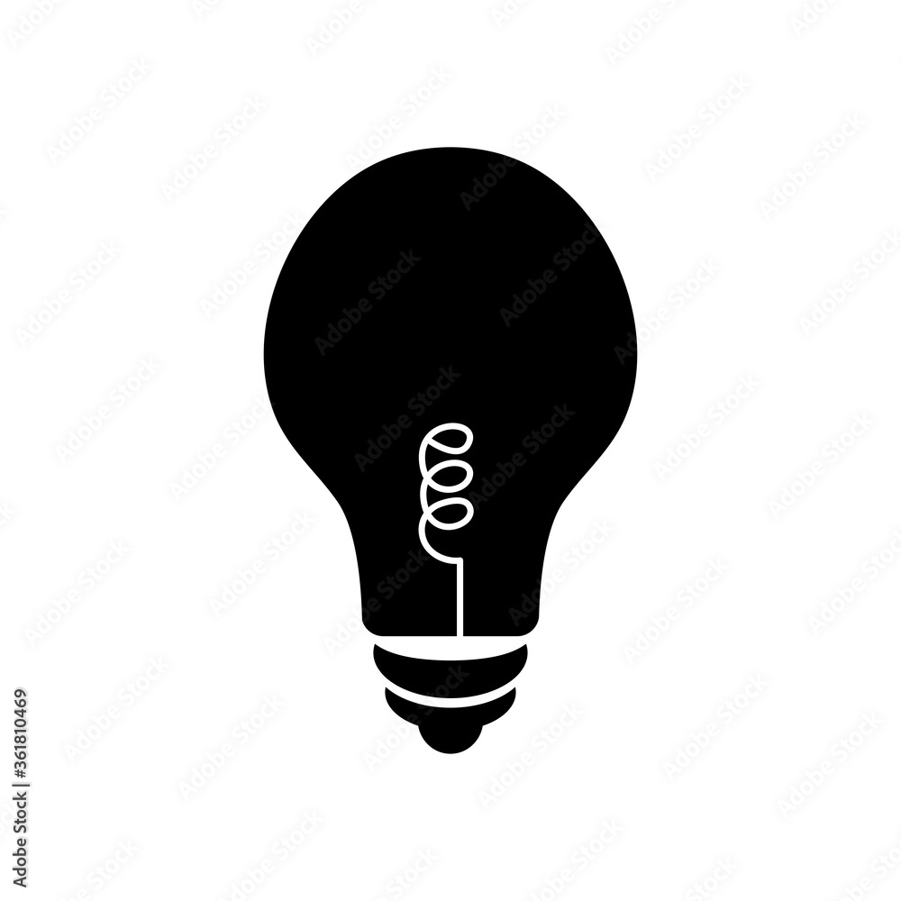 incandescent bulb light icon, silhouette style incandescent bulb light icon, silhouette style