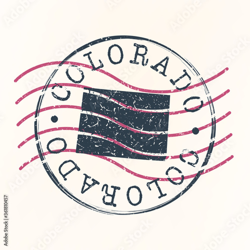 Colorado Stamp Postal. Map Silhouette Seal. Passport Round Design. Vector Icon. Design Retro Travel.