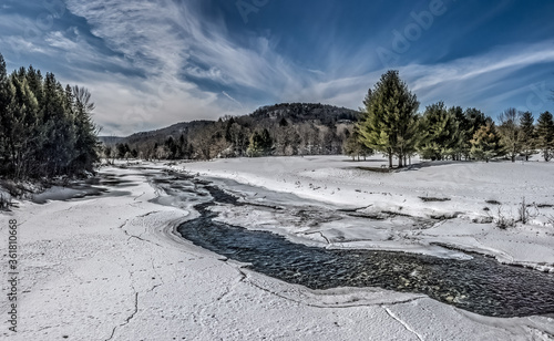 Quechee,Vermont Ottauquechee river Spring thaw photo